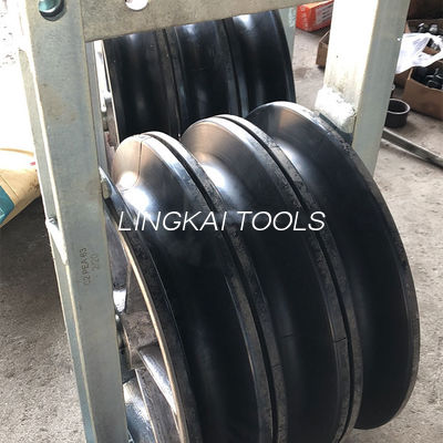 Transmission Conductor Triple Aluminum Sheaves Neoprene Lined Stringing Pulley Block