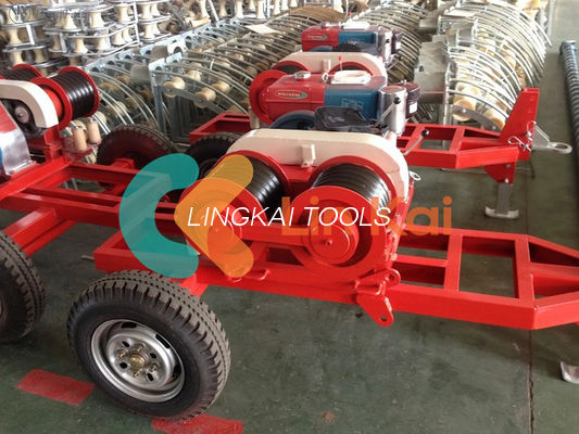 5T Heavy Strength Double Drum Diesel Cable Capstan Winch Trailer