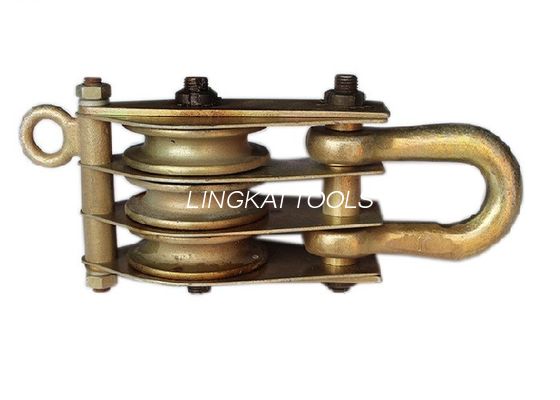 10KN Tackle Tower Erection Tools Three Wheels Steel Hoisting For Erecting Pole