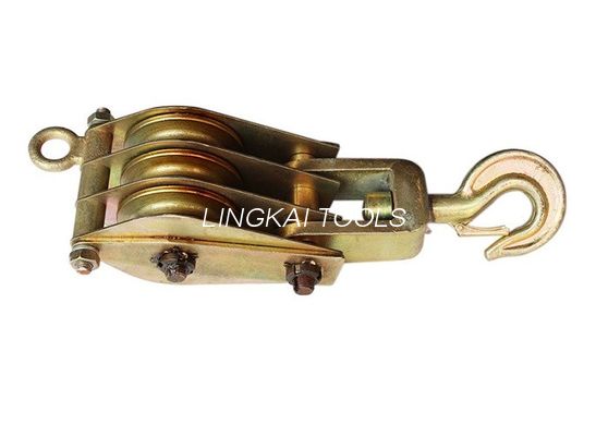 10KN Erect Line Tower Erection Tools Three Wheels Steel Hoisting Tackle