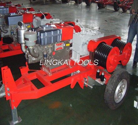 Honda Engine 5 Ton Double Capstan Winch Cable Pulling Machine For Power Construction